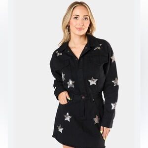 Buddy Love Black Dress with Silver Star Accents